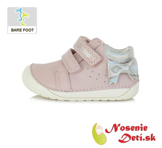 Barefoot dievčenské prechodné topánky DD Step Lilac Mašľa 070-363A