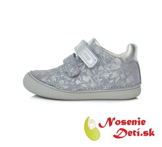 Dievčenské prechodné kožené topánky DD Step Šedostrieborné 078-337B