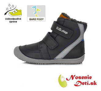 Detské zimné barefoot topánky DD Step Tmavošedé reflexné 063-228A