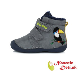 Chlapčenské zimné topánky DD Step Šedomodré Tukan 015-953A