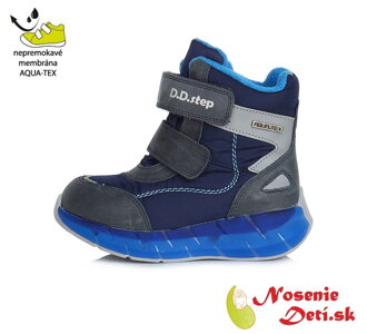 Chlapčenské zimné membránové nepremokavé topánky DD Step Modré F651-454