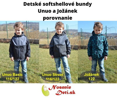 Detské softshellové bundy Unuo a Jožánek - porovnanie