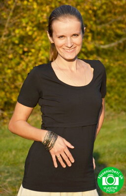 Tričko na dojčenie krátky rukáv Katarína Čierne