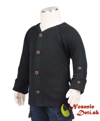 Detský merino vlnený sveter cardigan Manymonths Foggy Black