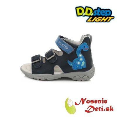 Chlapčenské svietiace sandále DD Step modré Dino AC290-816A