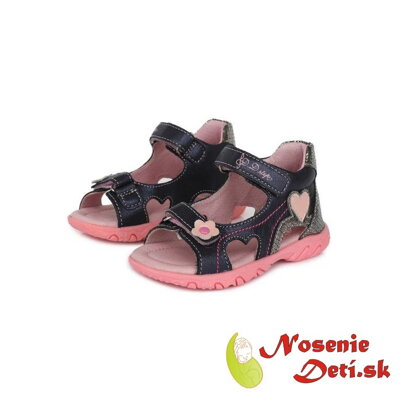 Detské dievčenské kožené sandále modroružové DD Step AC625-791B