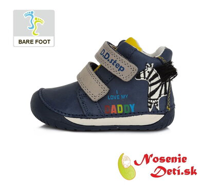 Barefoot chlapčenské jarné jesenné topánky DD Step Tmavomodré zebra 070-794