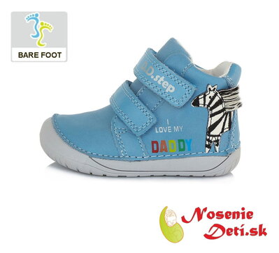 Barefoot chlapčenské jarné jesenné topánky DD Step Bledomodré zebra 070-794A