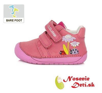 Dievčenské barefoot jarné jesenné topánky DD Step Ružové lienky 070-270A