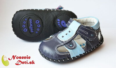 Barefoot topánky na prvé kroky sandálky Freycoo Baby Luke Modré