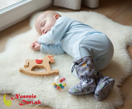 Detské zimné vysoké capačky Bimbio Lesné zvieratká šedé