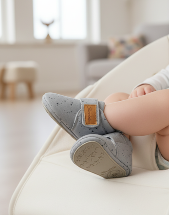 Detské protišmykové látkové capačky Sterntaler Modrošedé