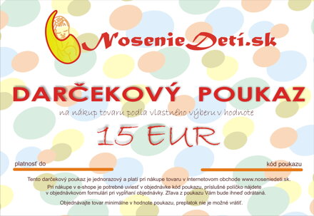 Darčekový poukaz NosenieDetí.sk 15 EUR