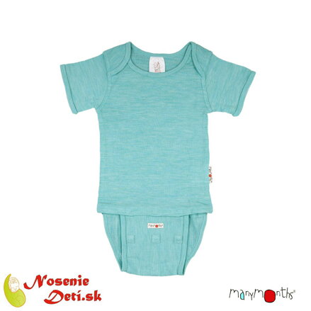 Detské celoročné merino Body Tričko Manymonths 4-Season Aqua blue
