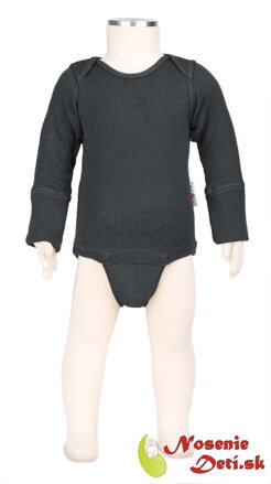 Merino pre deti Body/Tričko Manymonths Foggy Black