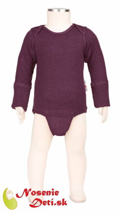 Detské merino vlnené Body Tričko Manymonths Dark Cerise