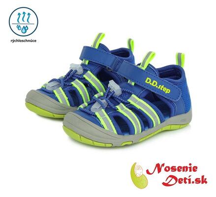 Chlapčenské detské športové sandále DD Step Modré Neón 065-384