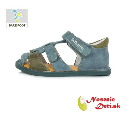 Chlapčenské barefoot sandále s pevnou pätou Modrošedé DD Step 076-382C