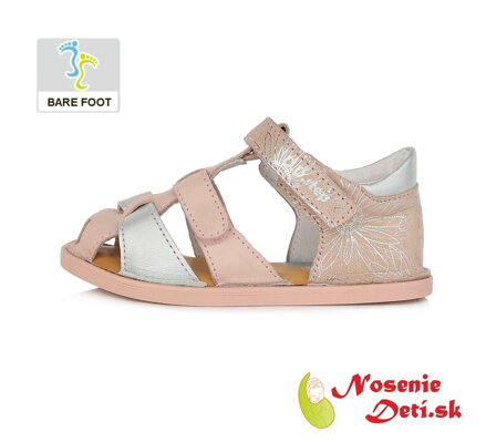 Dievčenské barefoot sandále s pevnou pätou Ružové DD Step 076-382B