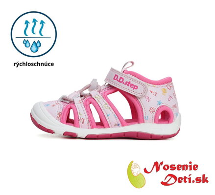 Dívčí dětské sportovní sandály D.D. Step Světle růžové 065-41329D