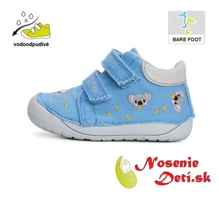 Dětské barefoot plátěnky D.D. Step Světle modré Koala C070-41709