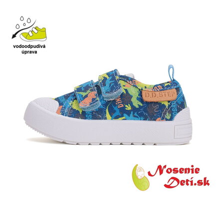 Chlapčenské plátené tenisky D.D.Step C096-51352A Bermuda Blue Jurský park