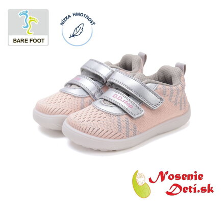 Dievčenské barefoot sieťované tenisky D. D. Step Marhuľová Pink F093-51399G