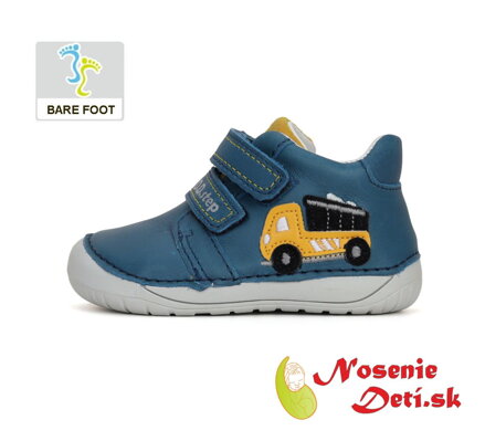 Barefoot dětská kožená celoroční obuv D.D. Step Modrá Náklaďák 070-41783