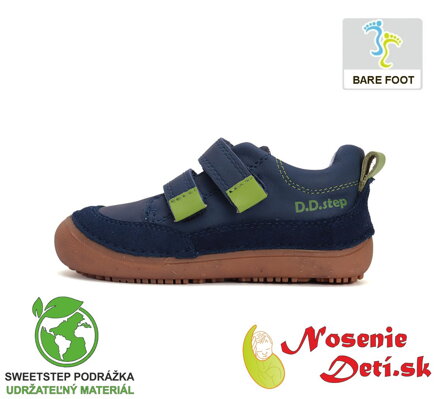 Detské barefoot kožené topánky tenisky D. D. Step Royal Blue 063-51483