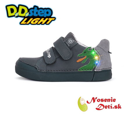Chlapčenské blikajúce svietiace prechodné topánky D. D. Step Dark Grey Drak 068-51124