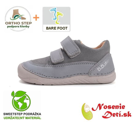 Chlapčenské flexi kožené prechodné topánky D. D. Step Marine Grey 108-61210