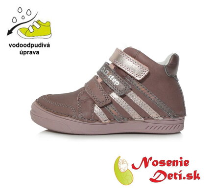 Dievčenské kožené členkové topánky DD Step Šedofialové Pink 040-316 