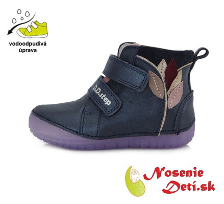 Dievčenské prechodné členkové kožené topánky DD Step Violet Tmavomodré 050-339