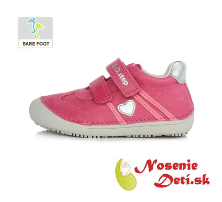 Barefoot dievčenská obuv DD Step topánky Ružové Srdiečko 063-348