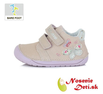Barefoot dievčenské prechodné topánky DD Step Lilac Motýliky 070-313