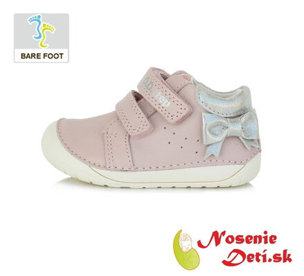 Barefoot dievčenské prechodné topánky DD Step Lilac Mašľa 070-363A