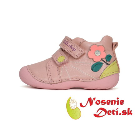 Barefoot alternatíva dievčenské prechodné topánky D.D. Step Svetloružové Kvietok 015-41540A