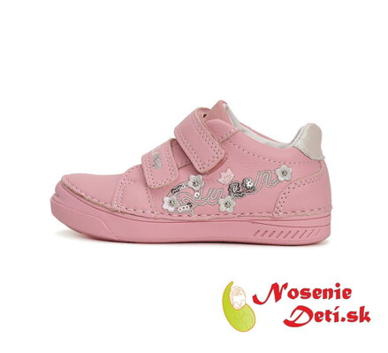 Dievčenské kožené  jarné jesenné topánky D.D. Step Ružové Queen Kvietky 040-41475A
