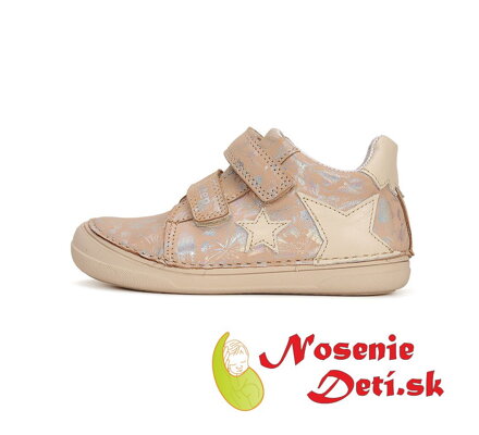 Dievčenské prechodné kožené topánky D.D. Step Cream Hviezdy 078-41678B
