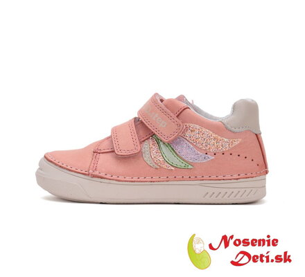 Dievčenské kožené  prechodné  topánky D.D. Step Pink Marhuľové 040-51390B