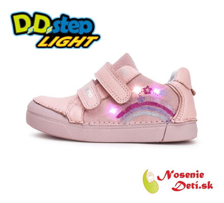 Dievčenská blikajúca obuv D.D. Step svietiace topánky Baby Pink Dúha 068-51865