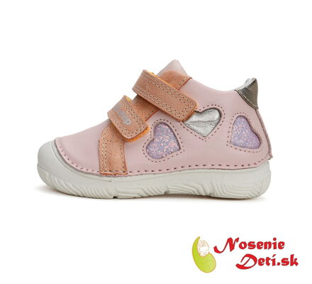 Dievčenské prechodné kožené topánky D.D. Step Baby Pink Srdiečka 082-51834A