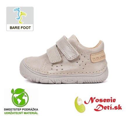 Detské barefoot jarné jesenné kožené topánky D. D. Step 073-61950F Cream