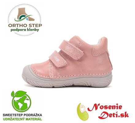 Dievčenské prechodné kožené topánky D.D. Step Baby Pink 082-61125D