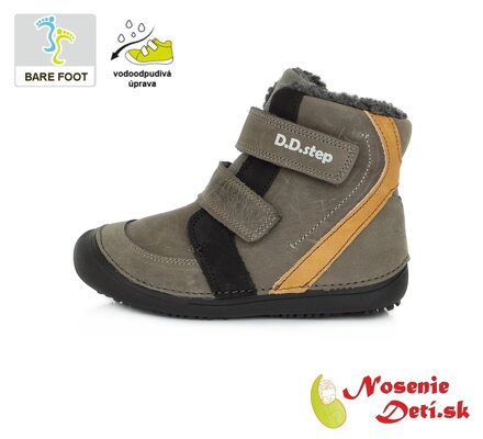 Dětské zimní barefoot boty DD Step Šedé 063-228