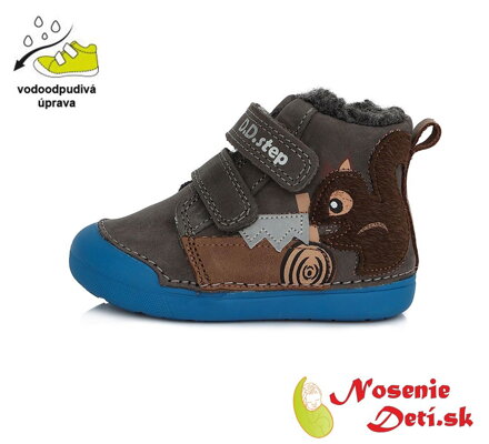 Detské zimné topánky alternatíva barefoot DD Step Šedé Veverička reflexné 066-852A