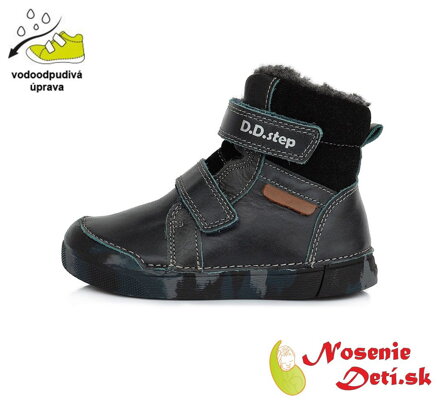 Detské chlapčenské zimné topánky DD Step Čierne Maskáč 068-363