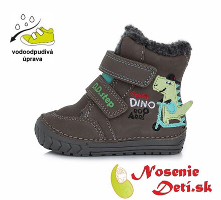 Chlapčenské zimné kožené topánky čižmy DD Step Šedé Dino 029-394