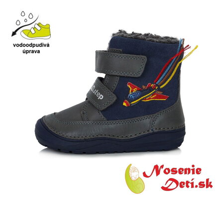 Detské chlapčenské zimné topánky čižmy DD Step Šedomodré Stíhačka 071-359