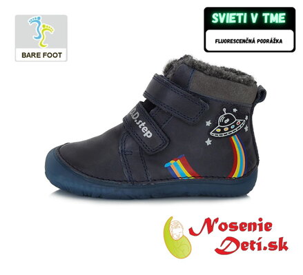 Dětské chlapecké zimní barefoot boty D.D.Step Tmavě modré UFO W073-355